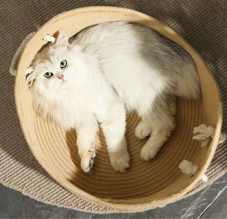 Cotton cat bed with cat-scratching board