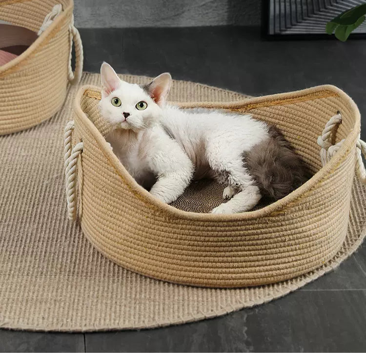 Cotton cat bed with cat-scratching board