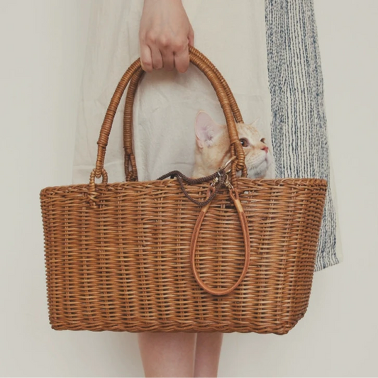 Handmade rattan basket/ cat bag