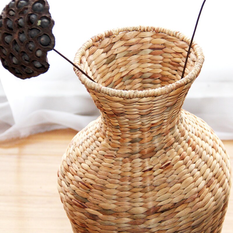 Rustic hand-woven floor vase/flower arrangement