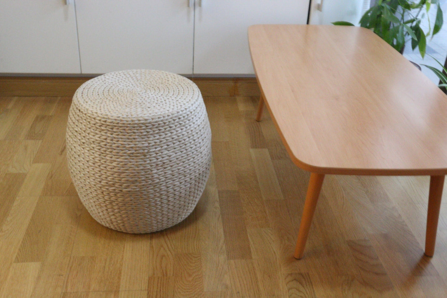 Round rustic wood stool