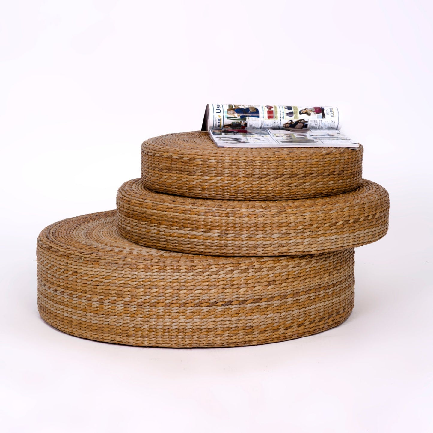 Dark-colored rustic floor cushions