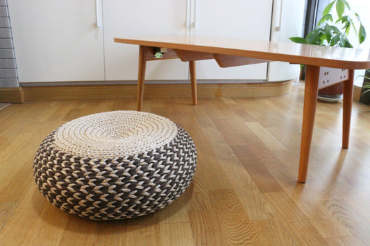 Round brown beige floor cushion