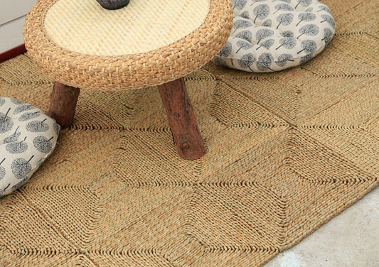 Custom brown seagrass rug