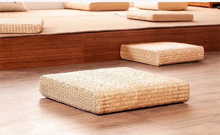 Rectangular straw floor cushions