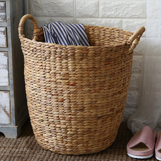 Hand-woven water hyacinth storage basket