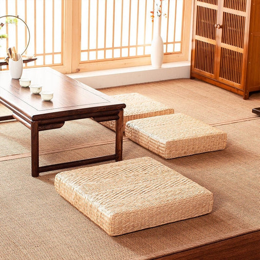 Rectangular straw floor cushions