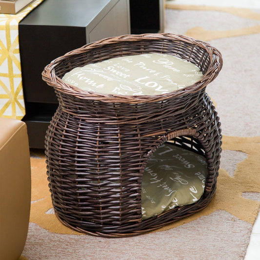 Wicker two level cat house/ pet bed