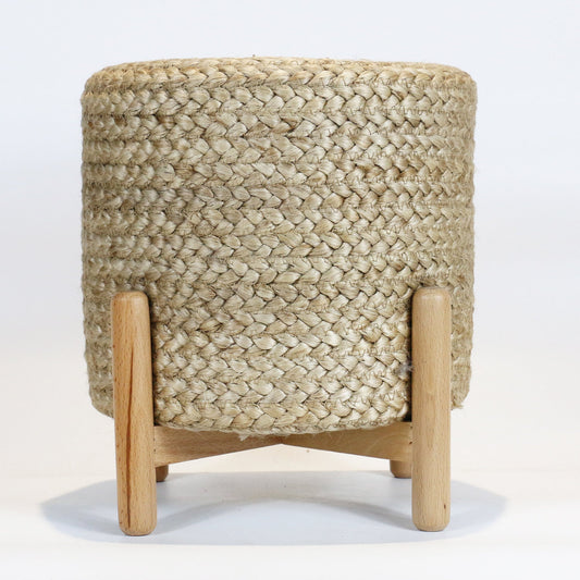 Modern three heights round jute stool