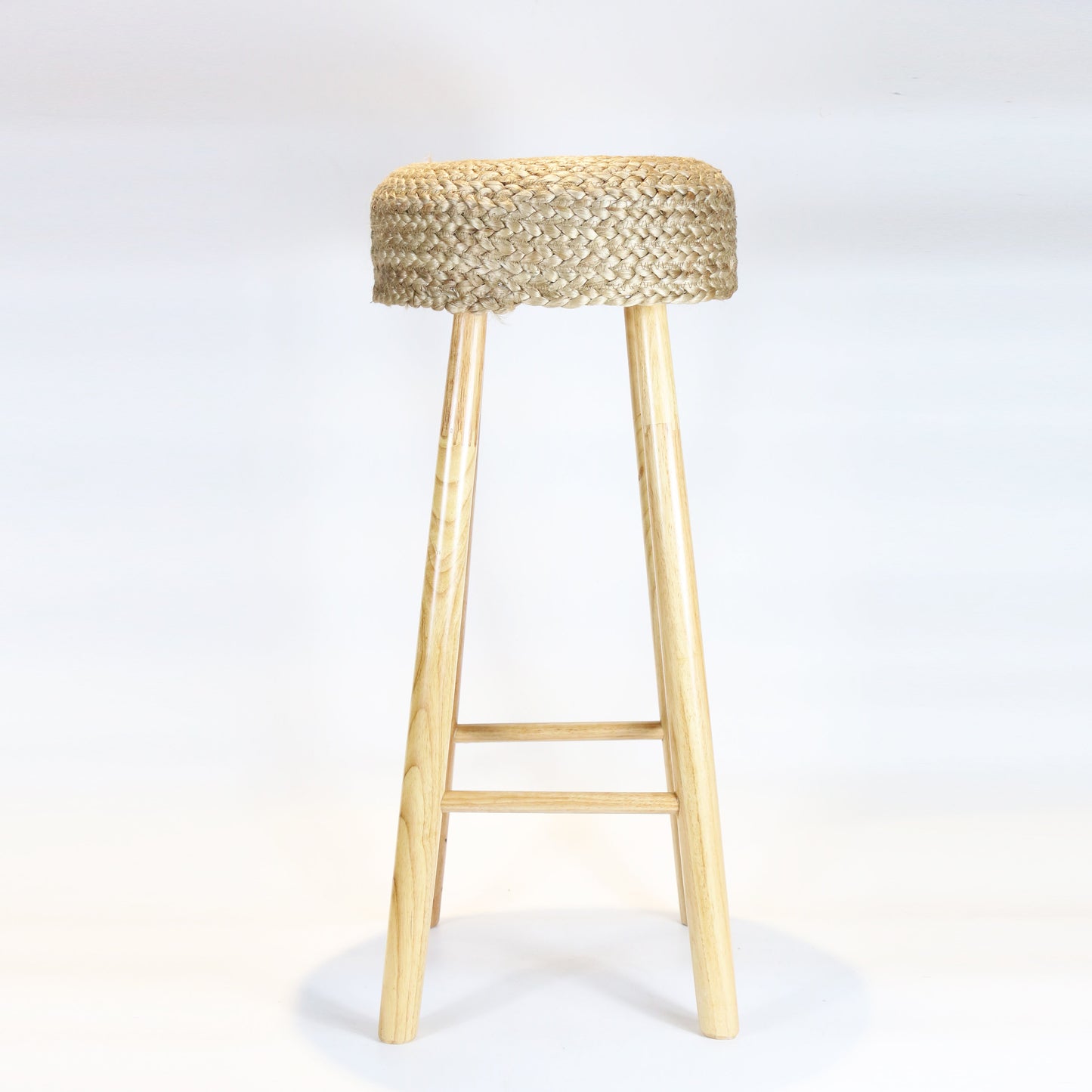 Chic tall round water hyacinth bar stool in kitchen