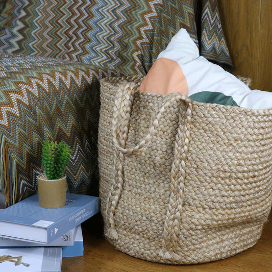 Large strong jute baskets with two jute handles