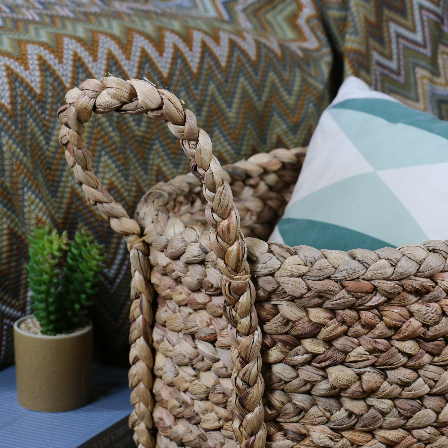 Large water hyacinth baskets with two strong handles