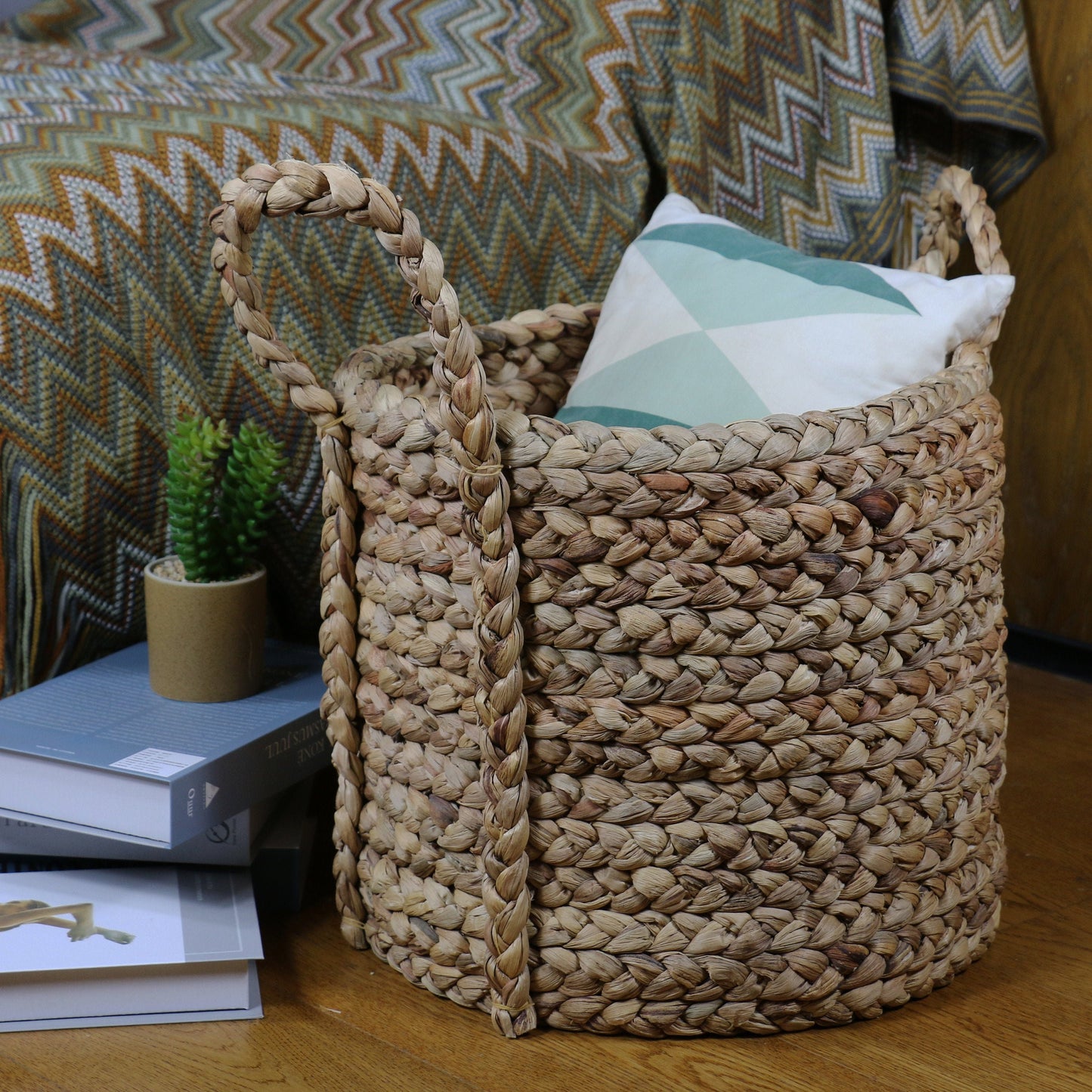 Large water hyacinth baskets with two strong handles