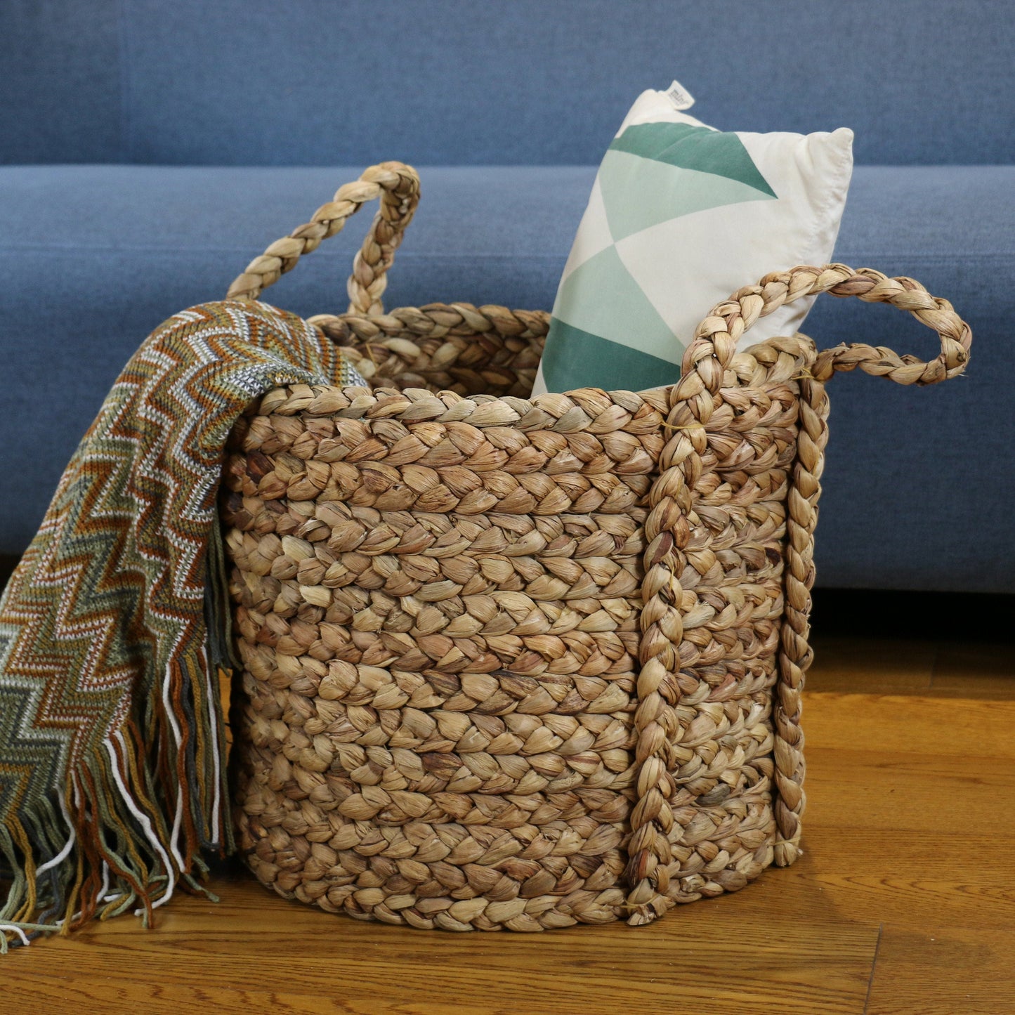 Large water hyacinth baskets with two strong handles