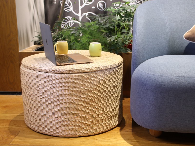Round Cattail Storage Coffee Table